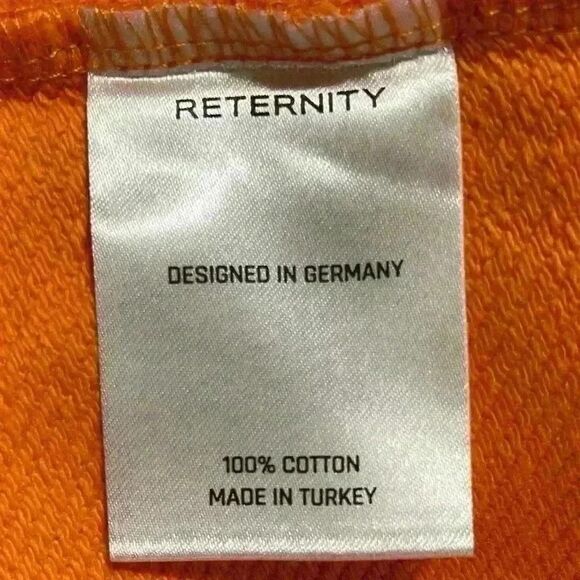 RETERNITY Raglan Zip Hoodie S Orange Luxury Streetwear Spell-Out Pockets NWT - Picture 12 of 13
